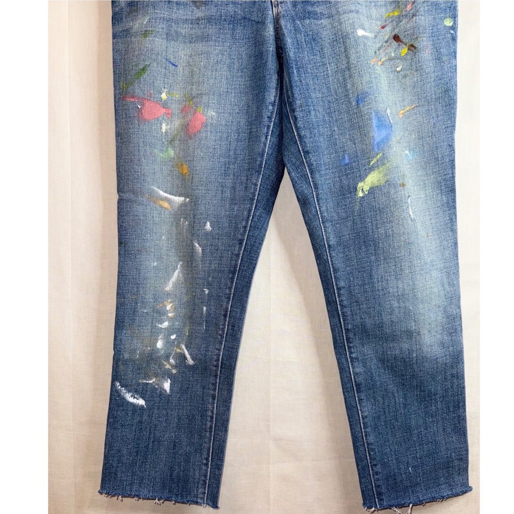 Ann‎ Taylor Loft Relaxed Skinny Paint Splatter Raw Hem Jeans 28/6 cottage, boho - Picture 10 of 10